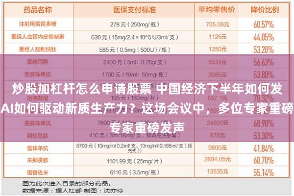 炒股加杠杆怎么申请股票 中国经济下半年如何发展？AI如何驱动新质生产力？这场会议中，多位专家重磅发声